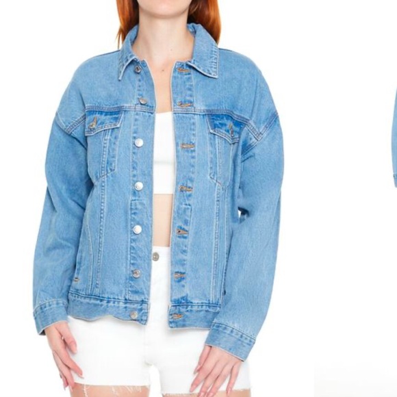 Oversized Denim Trucker Jacket Size Medium - Picture 1 of 9